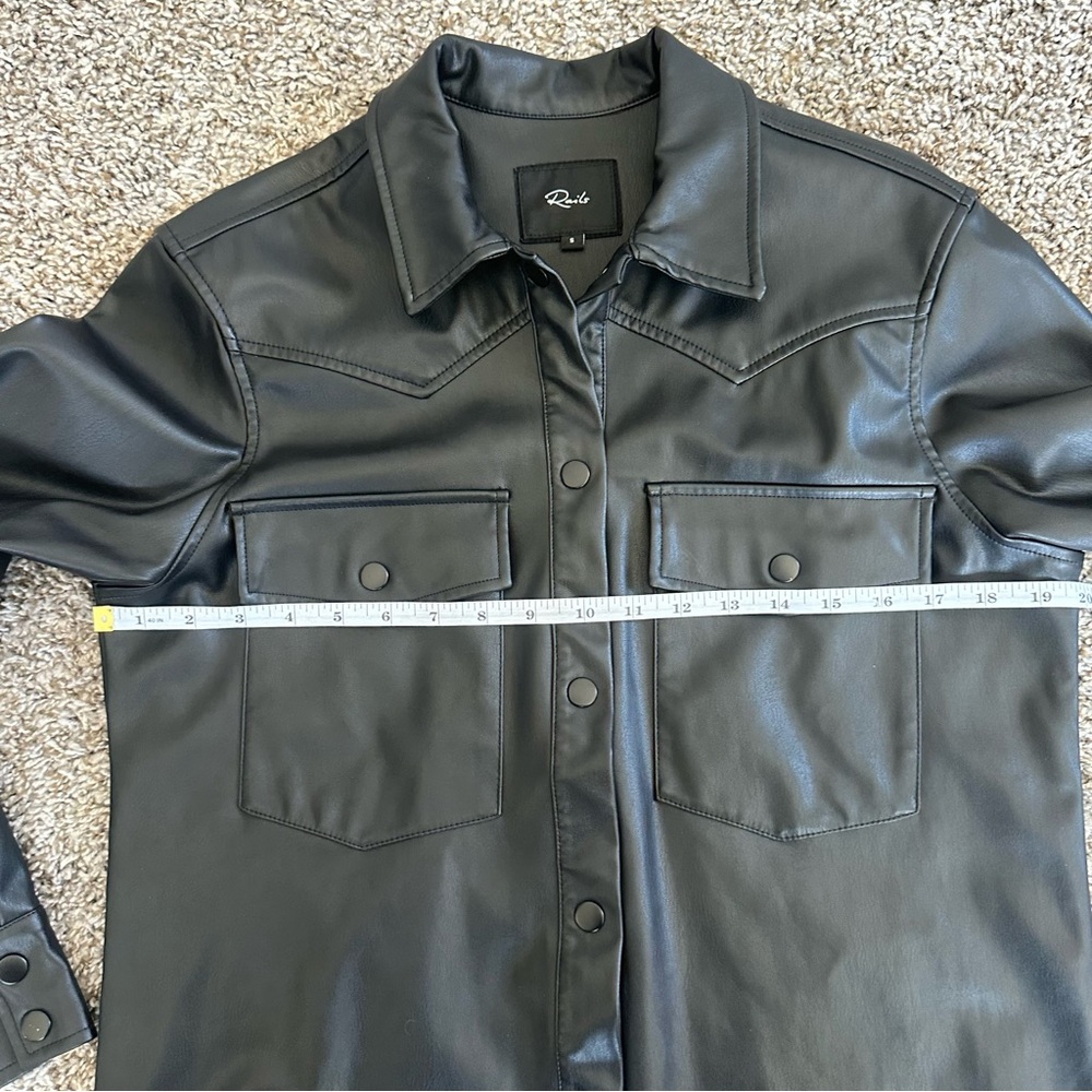Rails Black Faux Leather Shirt Jacket - Picture 8 of 8